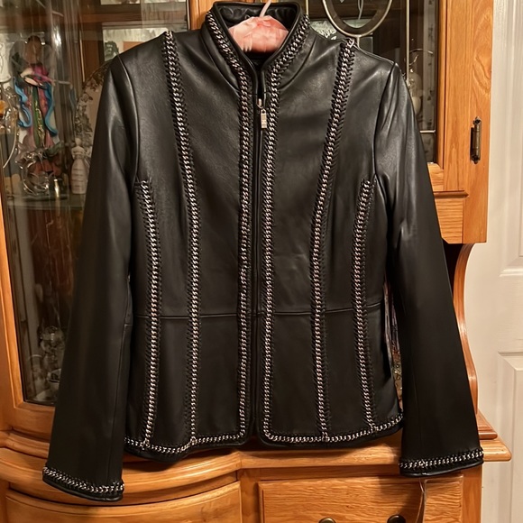 Pamela McCoy Leather and Chains XS Black Jacket - Picture 2 of 6